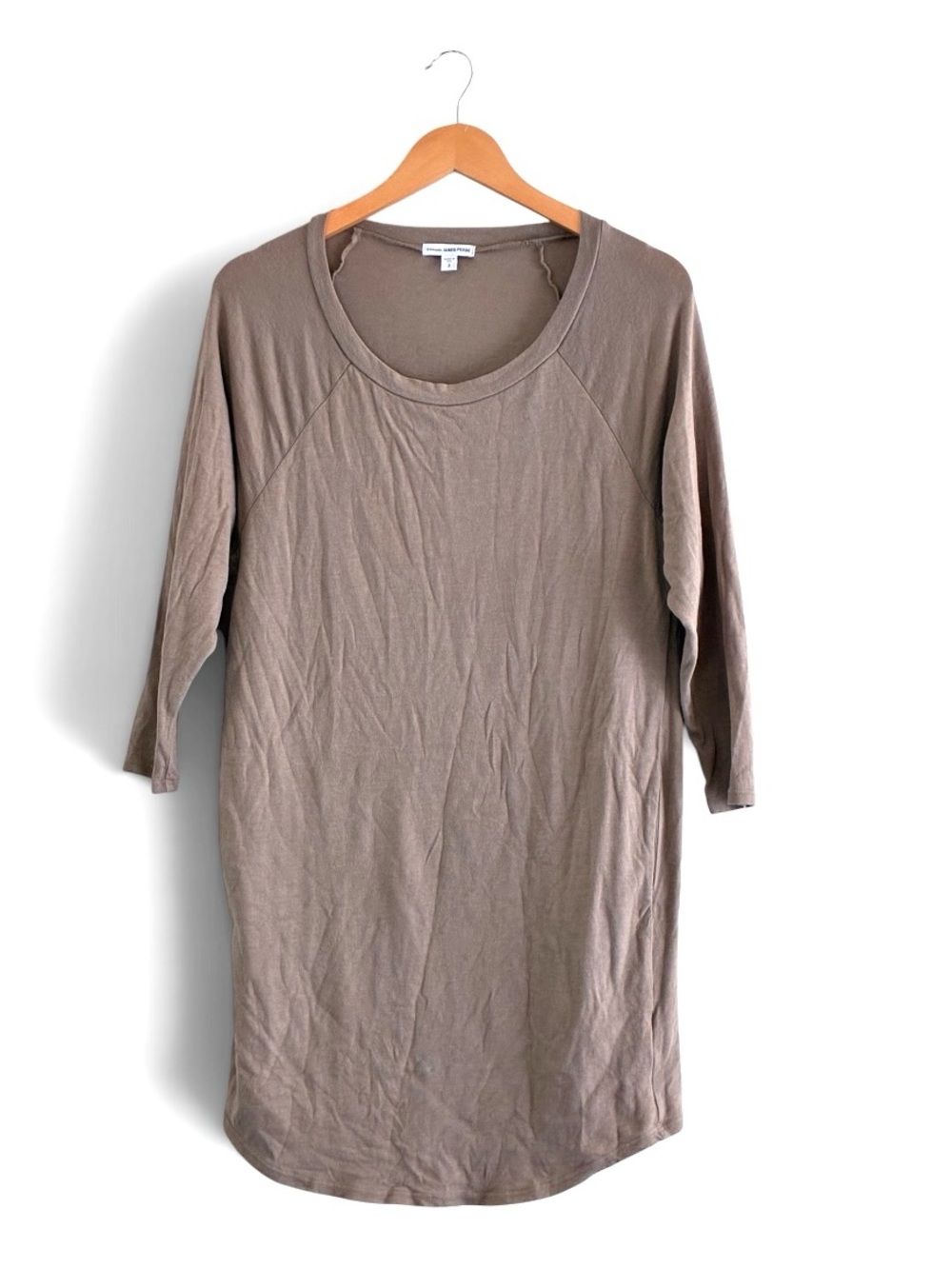 James Perse | Like new beige tissue cotton scoop neck t-shirt dress size medium